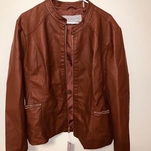 Faux leather jacket. Brown 2x women’s